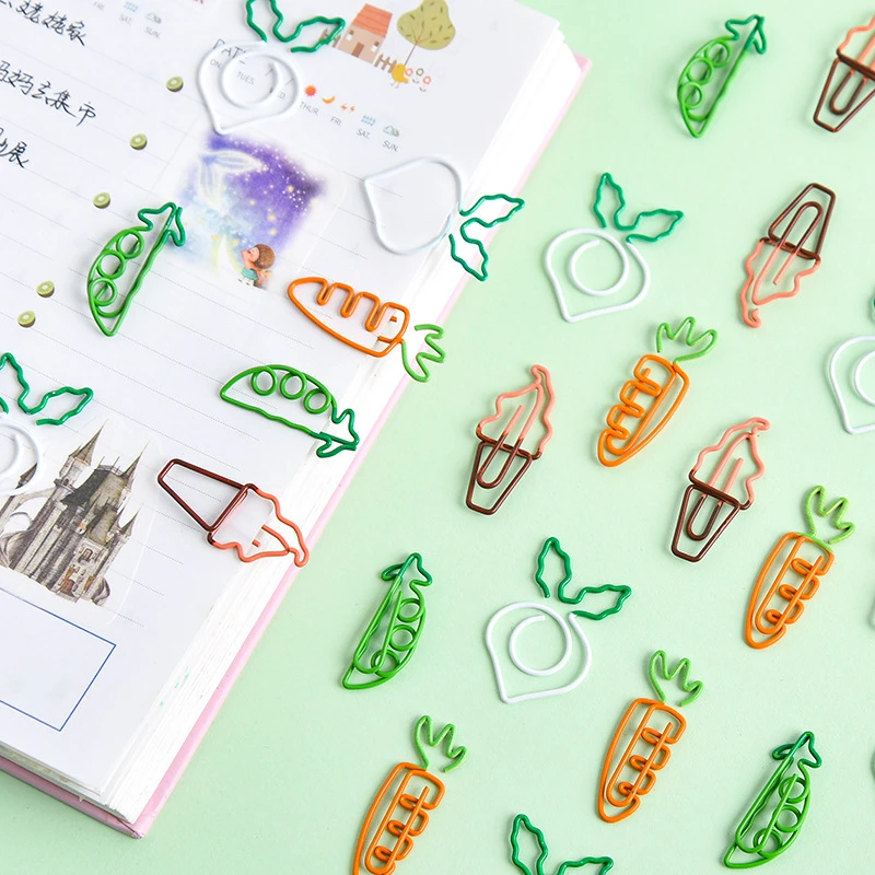 Creative Kawaii carrot ice cream Shaped Mini Paper Clips Clear Binder Clips Photos Tickets Notes Letter Paper Clip Stationery