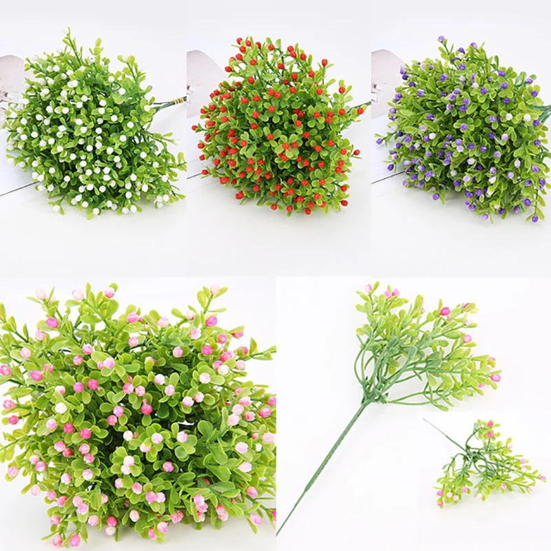 Artificial Milan Flowers Bouquet For Party Wedding Fake Plant Home Holiday Christmas Decorations Artificial Plants