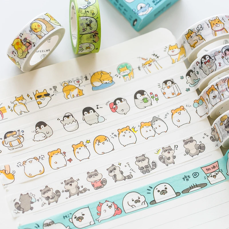 Cute Seal Panda Hamster Animals Masking Washi Tape Decorative Adhesive Tape Decora Diy Scrapbooking Sticker Label Stationery