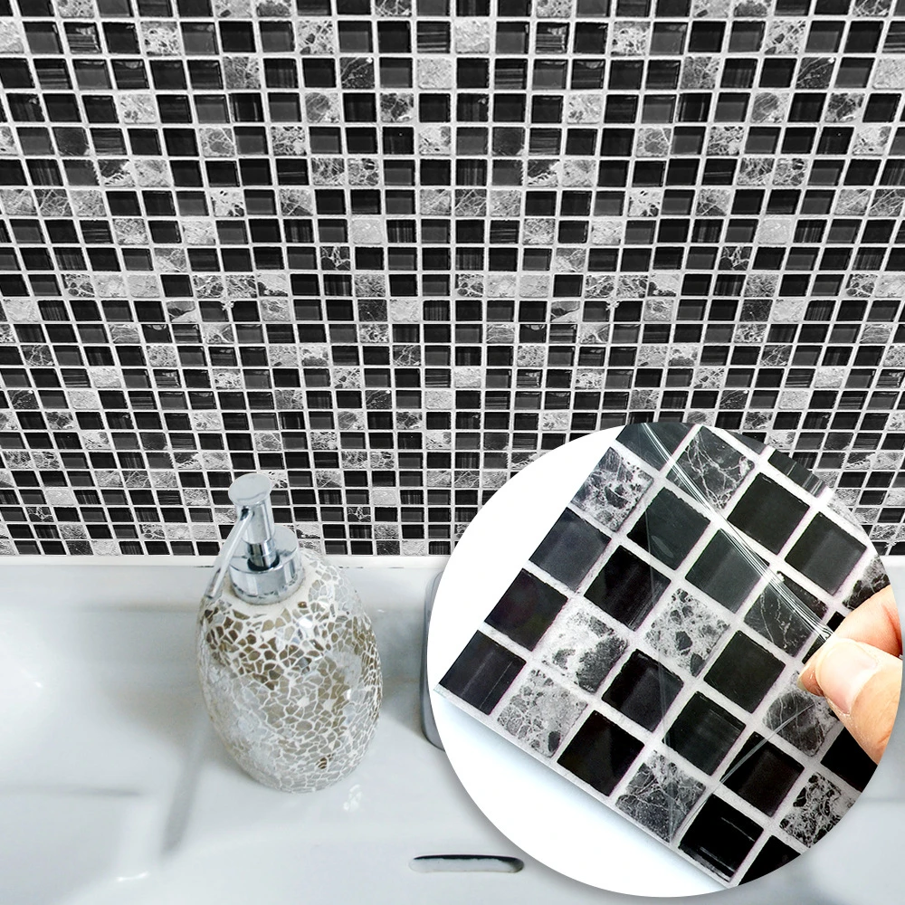 Funlife Kitchen Decoration Adhesive Mosaic Tile Sticker Bathroom Wall Vinyl Wallpaper Waterproof For Tiles PVC Panel Splashback