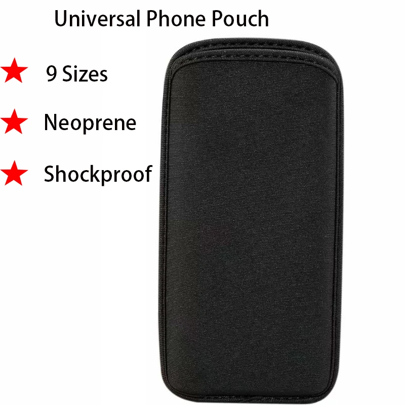 black Universal mobile phone pouch case,Smartphone Neoprene soft cover shockproof for samsung for Huawei for iphone bag fundas