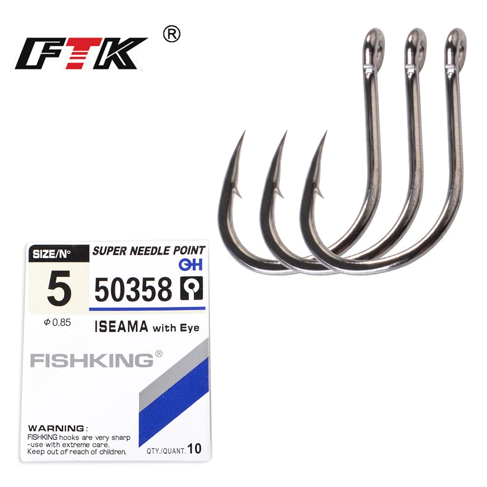 FTK High Carbon Steel Barbed Hooks ISEAMA Fishing Hook With Eye Carp Catfish Anzol Peche Japan Fishing Tackle  50358