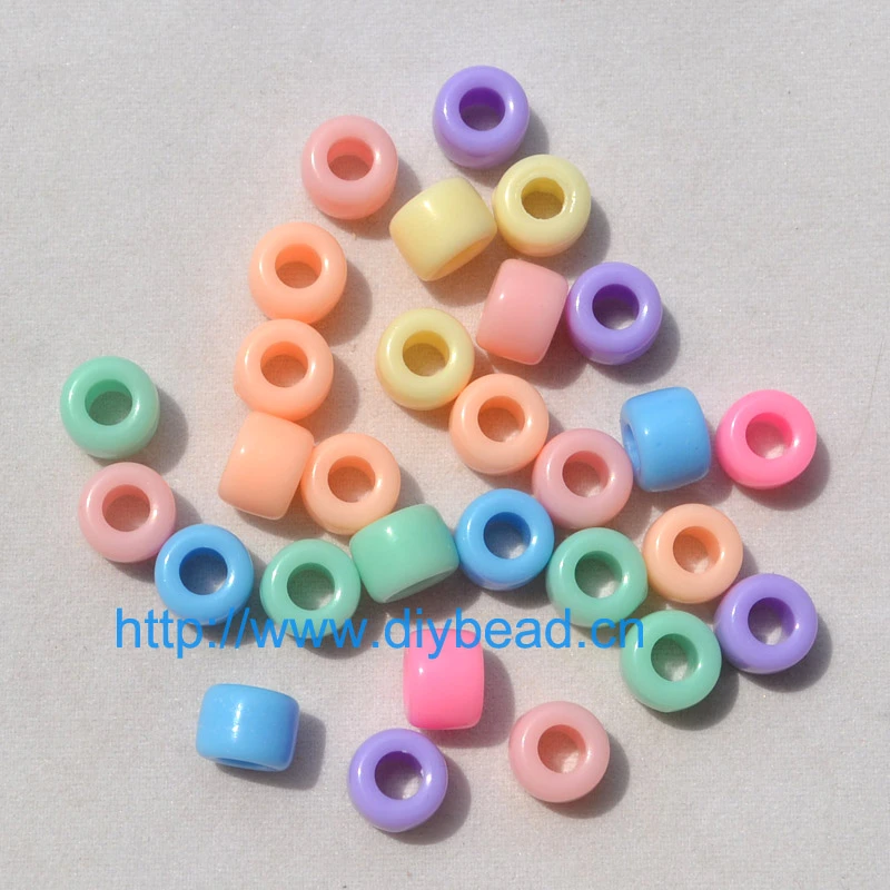 100 pcs DIY Hair Bands accessory mix color big hole Acrylic Beads 9*6MM Cylinder shape beads Bracelet Making Department