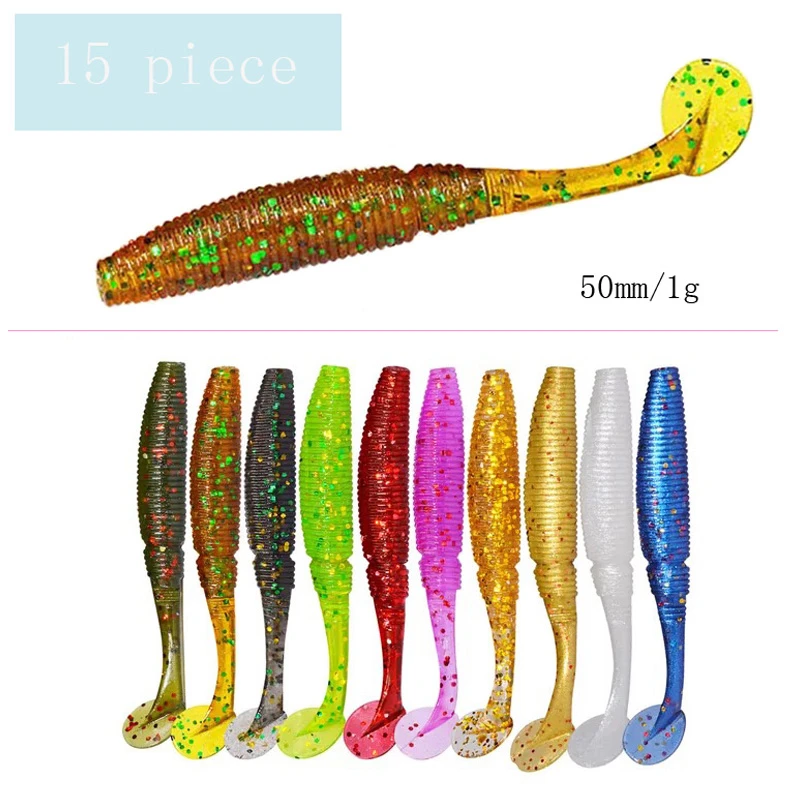 15Pcs/lot Wobbler Jigging 5cm 1g Fishing Lure Soft Worm Shrimp Jerkbait Fish Ocean Rock lure bass soft fish smell soft baits