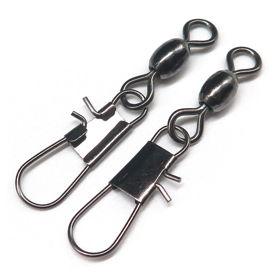 Minfishing 50 PCS/Lot Stainless Steel Rolling Swivel with Interlock Snap Fishing Swivels Fishing Hook Connector