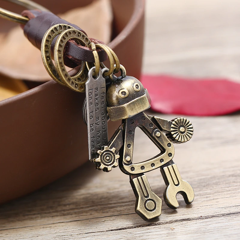 New Creative Gifts Wrench Robot Keychain Trinket Jewelry Women Bag Charm Pendant Men Car Key Holder Key Rings birthday Present