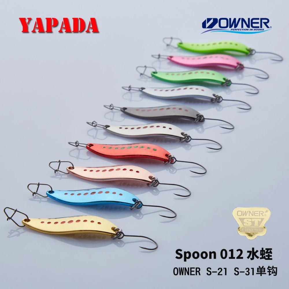 YAPADA Spoon 012 New Leech 5g/45mm 7.5g/51mm OWNER Single Hook Multicolor Zinc alloy Metal Small Spoon Fishing Lures Trout