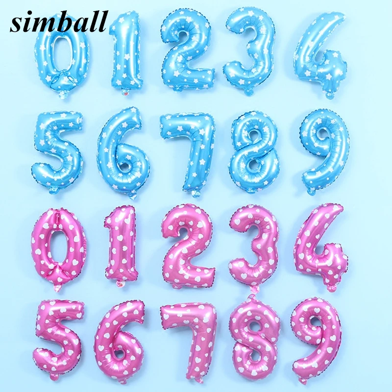 16 Inch 40 Inch Pink Blue 0-9 Number Foil Balloons Digit Helium Balloons Birthday Wedding Decor Air Baloons Event Party Supplies
