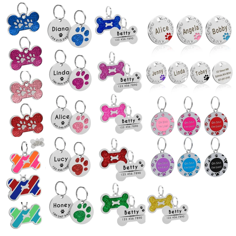 Dog ID Tag Custom Pet id Tags Collar Accessories Personalized Puppy Nameplate for Small Medium Large Dogs Pitbull Chihuahua