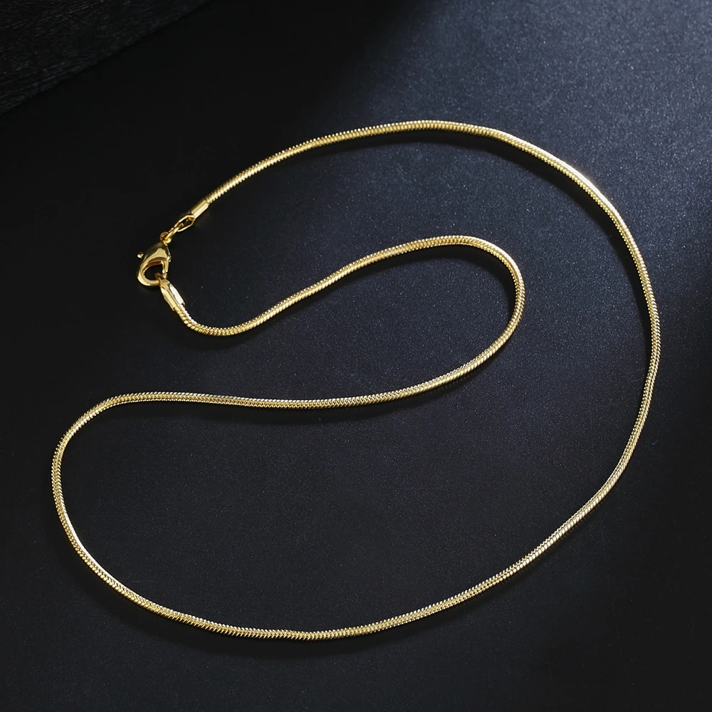 cute 16-30inches Beautiful fashion Elegant Gold color round 2MM snake chain pretty MEN women Necklace Can for pendant JSHLN043