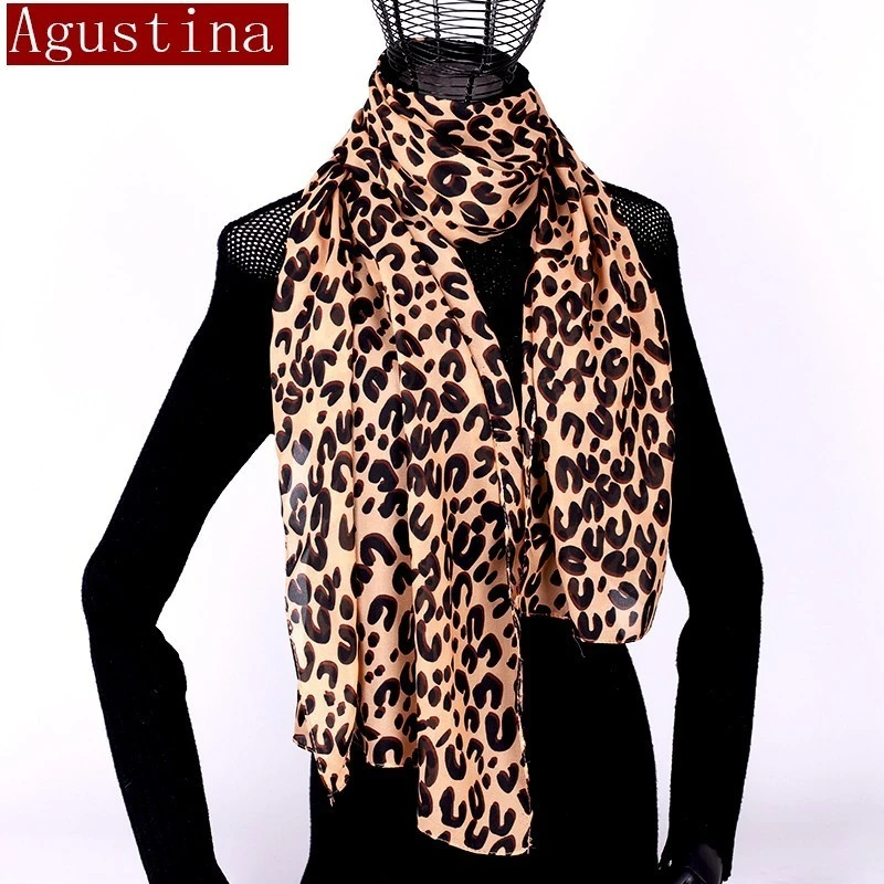 Women scarf chiffon leopard print sjaal poncho scarfs winter hijab shawl animal brand luxury satin ponchos capes coat warm schal