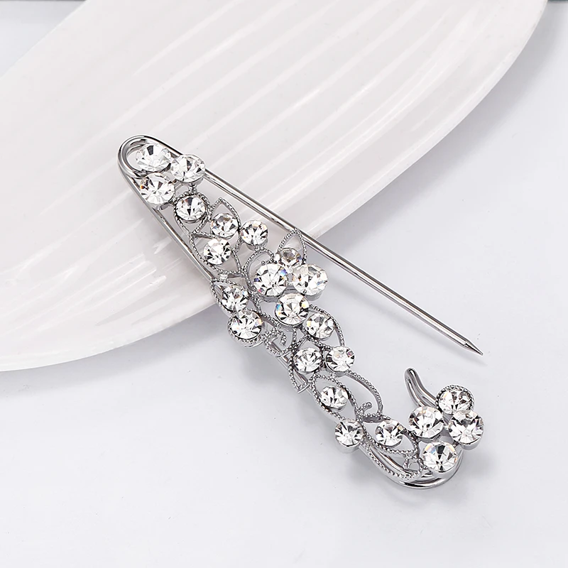 Inlaid Charming Refined Crystal Rhinestone Branch Brooches hijab pins for Man Women Suit Scarf Flower Brooch Pin Jewelry2019