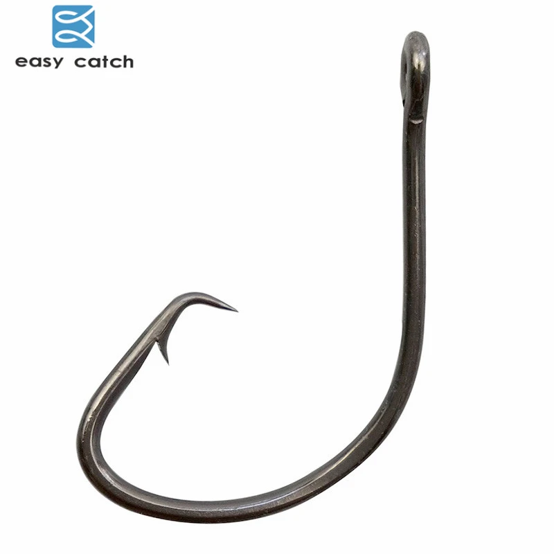 Easy Catch 20pcs 7381 Black Offset Sport Circle Bait Fishing Hook Size 1 2 4 6 1/0 2/0 3/0 4/0 5/0 6/0 7/0 8/0 9/0 10/0