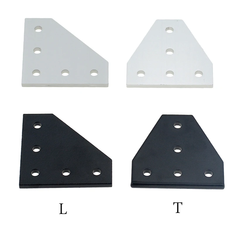 2pcs/lot 5 Hole Black/Silver Joint Board Plate Corner Angle Bracket Connection Joint Strip for 2020 3030 4040 Aluminum Profile