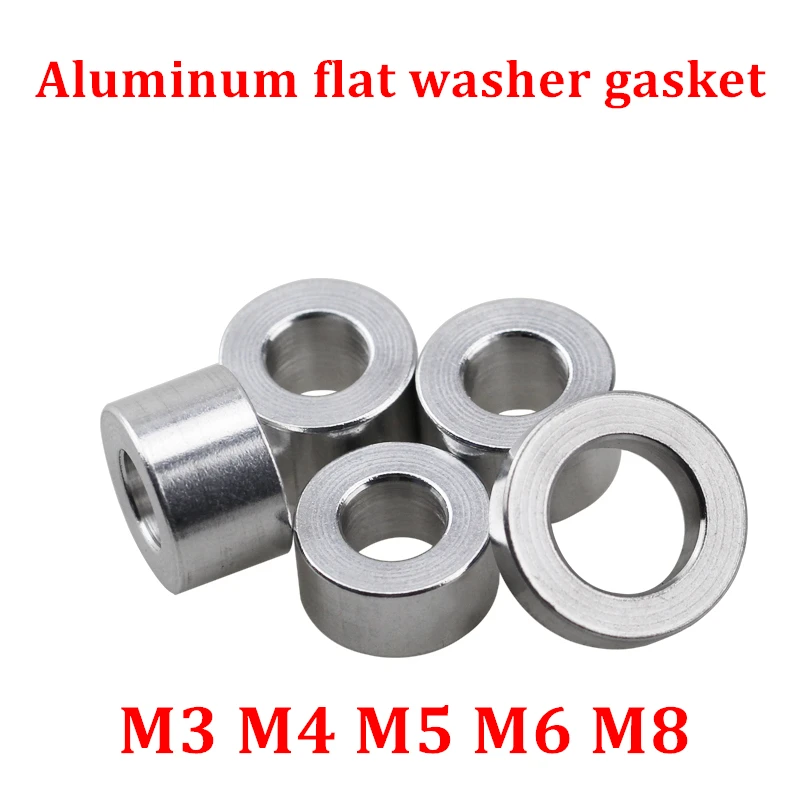 20pcs 10pcs Aluminum flat washer M3 M4 M5 M6 M8 aluminum bushing gasket spacer no thread CNC sleeve round standoffs for RC model