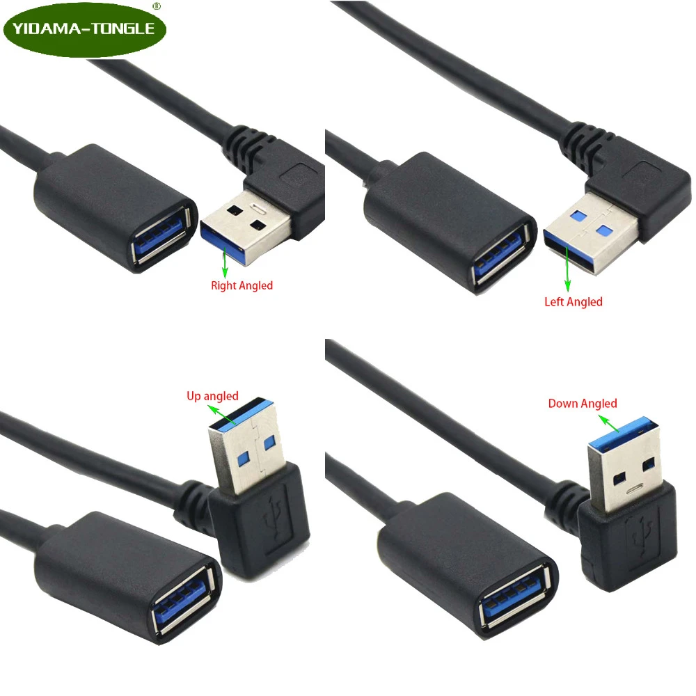 USB 3.0 Extension Cable Up Down Left Right Angle 90 Degree Male to Female Super Speed 5Gbps Data Sync Charging