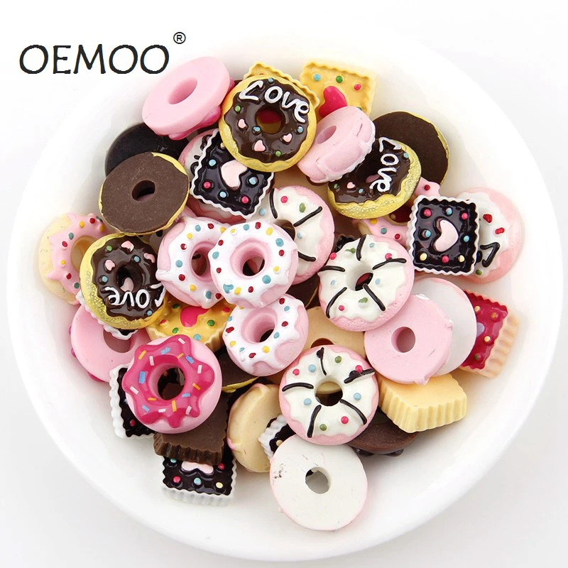 20PC mixed cake donut macaron resin kawaii decoration miniature resin cream bread food DIY resin decoration