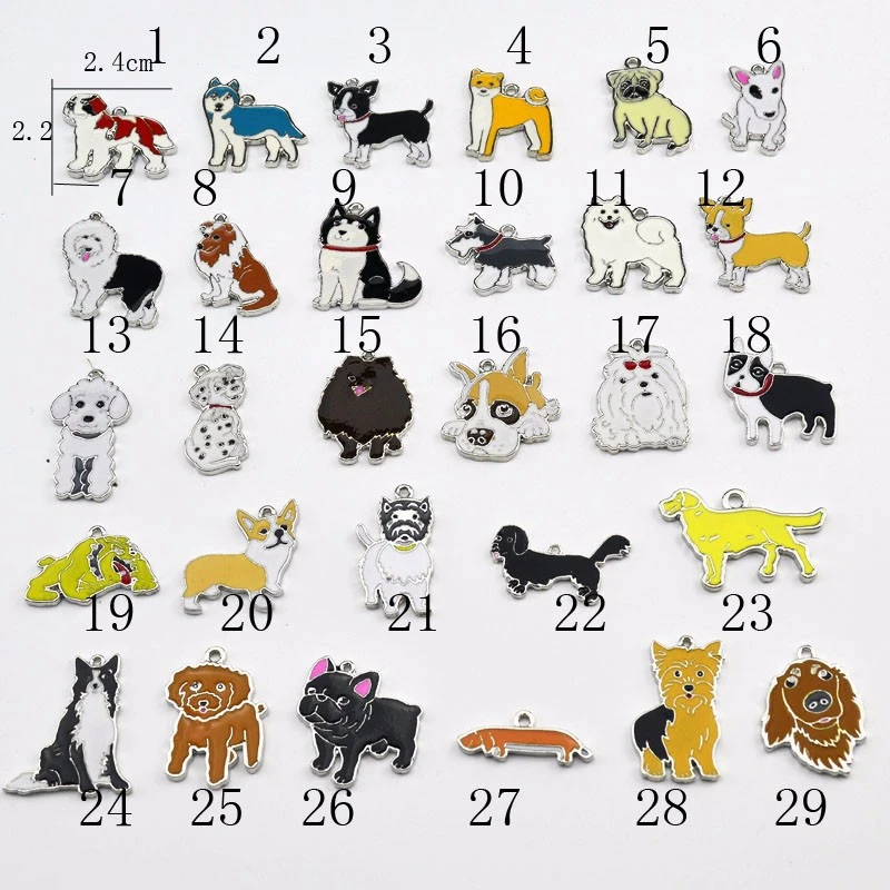 10PCS/LOT 2020 New Fashion Dog Charms Animal Couple Lovely Keychain Car Gift For Women Jewelry Bag pendant Men Jewelry