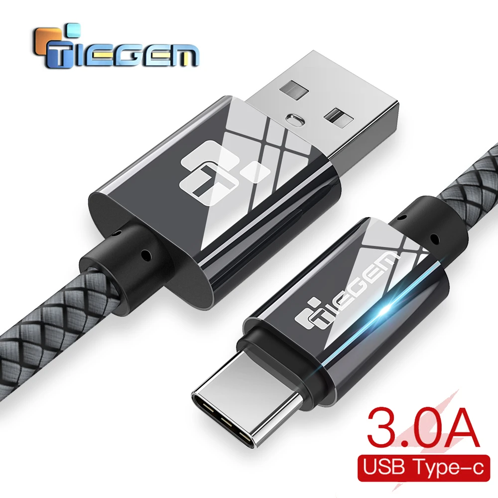 TIEGEM 1M 2M 3M  USB Type C Cable USB-C Mobile Phone Fast Charging USB Charge cable for Xiaomi mi 8 /  honor 9x / Samsung S9 S8