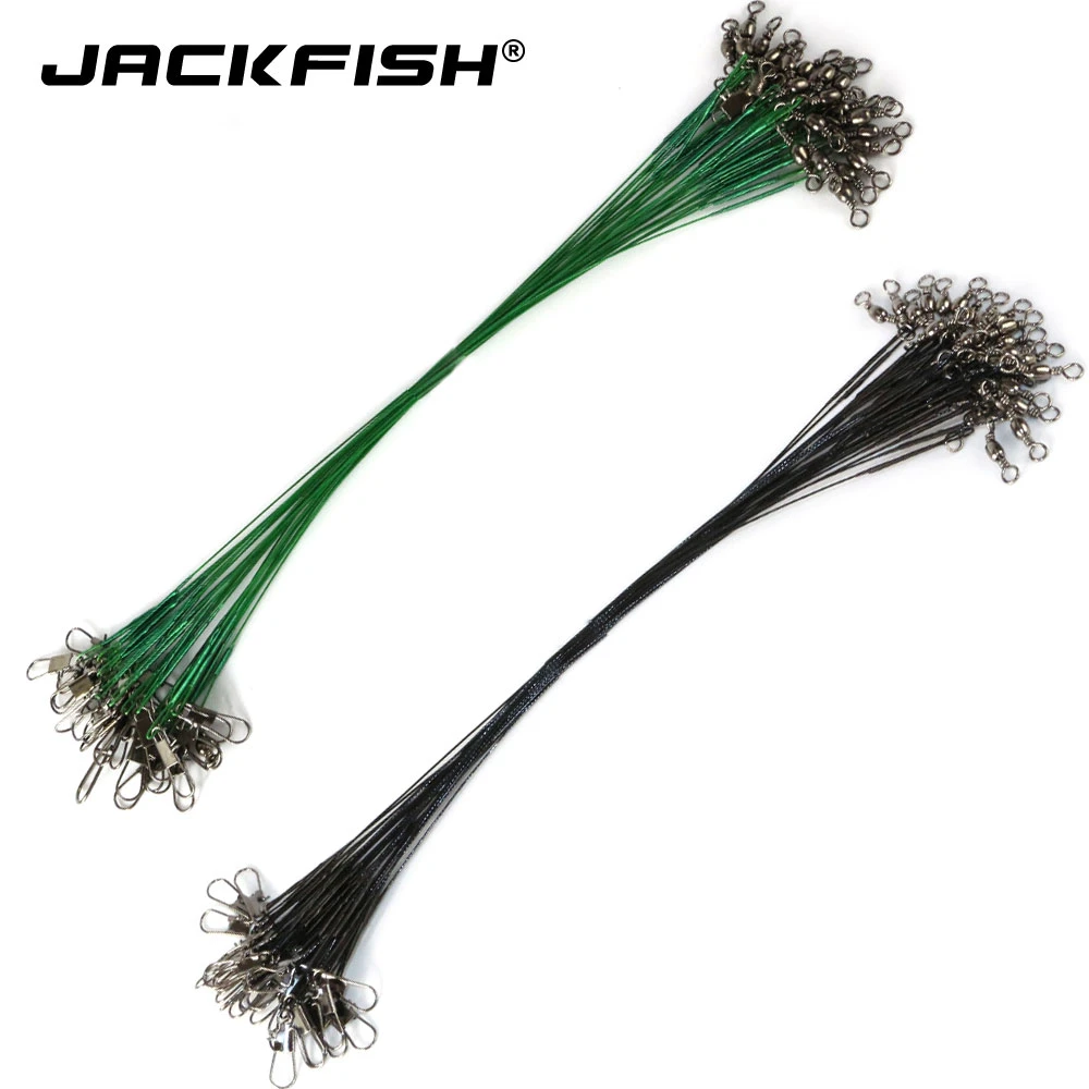JACKFISH 10/20pcs Anti Bite Steel Fishing Line Steel Wire Leader With Swivel Olta Fishing Accessory  Leash Fishing Leader Wire