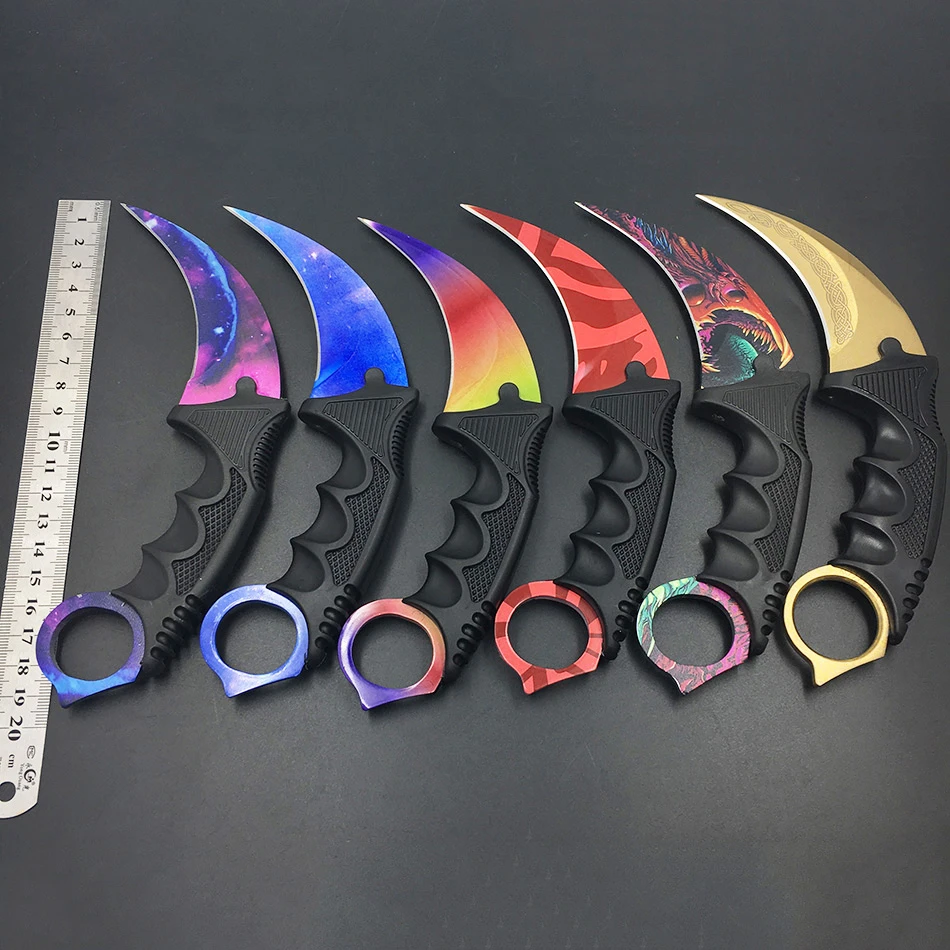 Real Sharpen CS GO Counter Strike Claw Karambit Neck Knife Fixed Blade 420 Steel Plastic Handle Sheath Tatical Camping