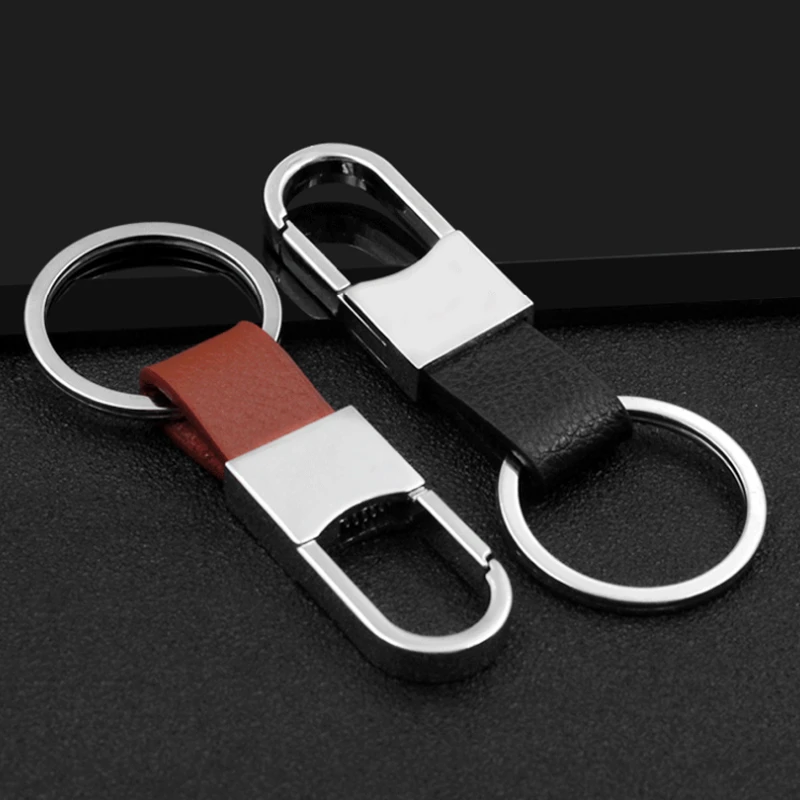 Leather Keychain-Fashion Metal Keychain Leather Waist Hanging Car Key Chain Creative Gifts For Men