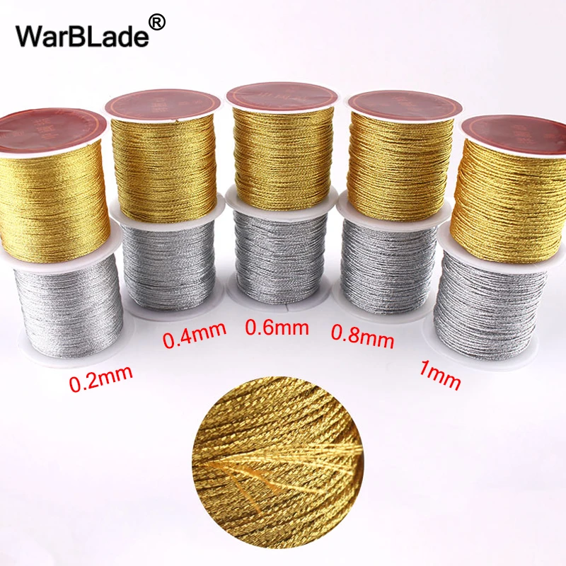 Gold Silver Cord 0.2mm 0.4mm 0.6mm 0.8mm 1mm Nylon Cord Thread String Rope Bead Wires For DIY Handmade Braided Jewelry Making