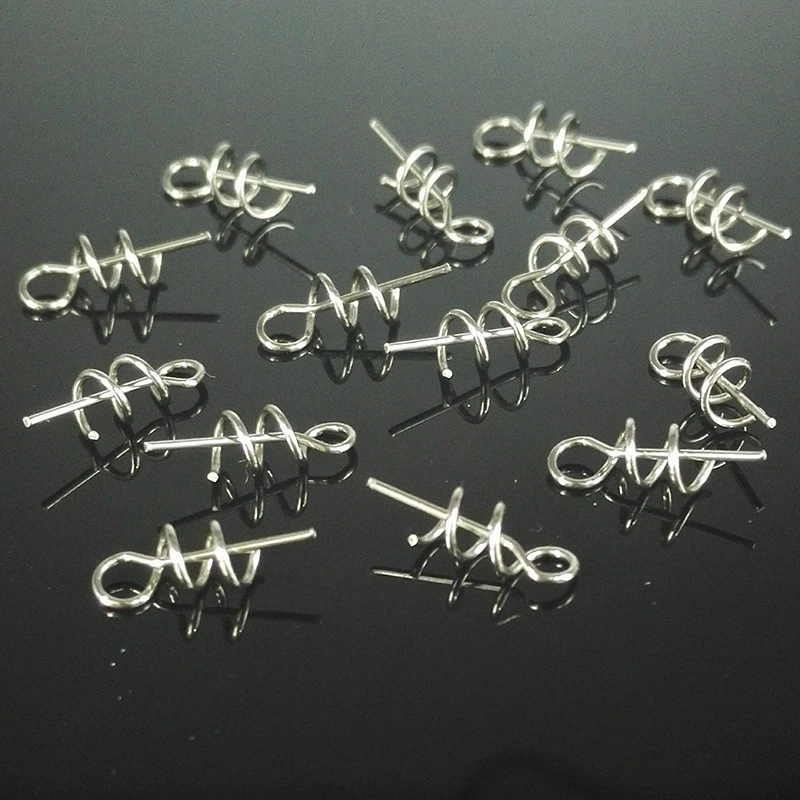 New 50 pcs/lot Fishing Hook Centering Pins Spiral Fishing bait Steel Spring Crank Lock for Soft Lure Fishing Accessories Tackle
