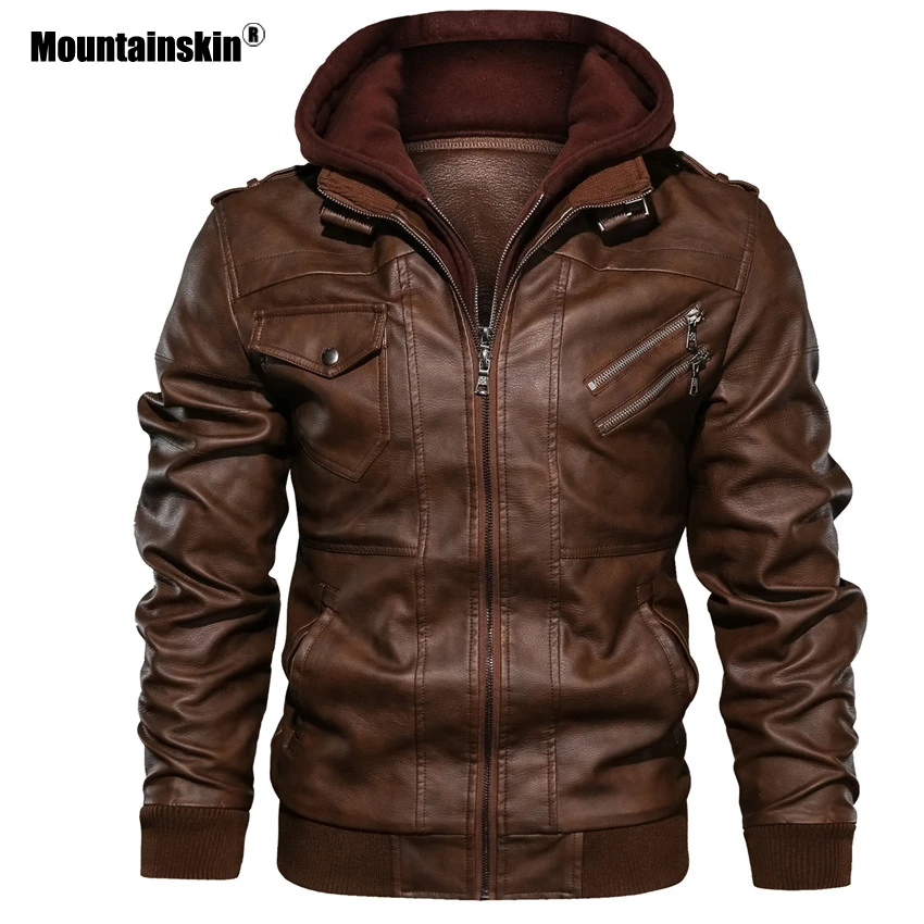 Mountainskin New Men's Leather Jackets Autumn Casual Motorcycle PU Jacket Biker Leather Coats Brand Clothing EU Size SA722