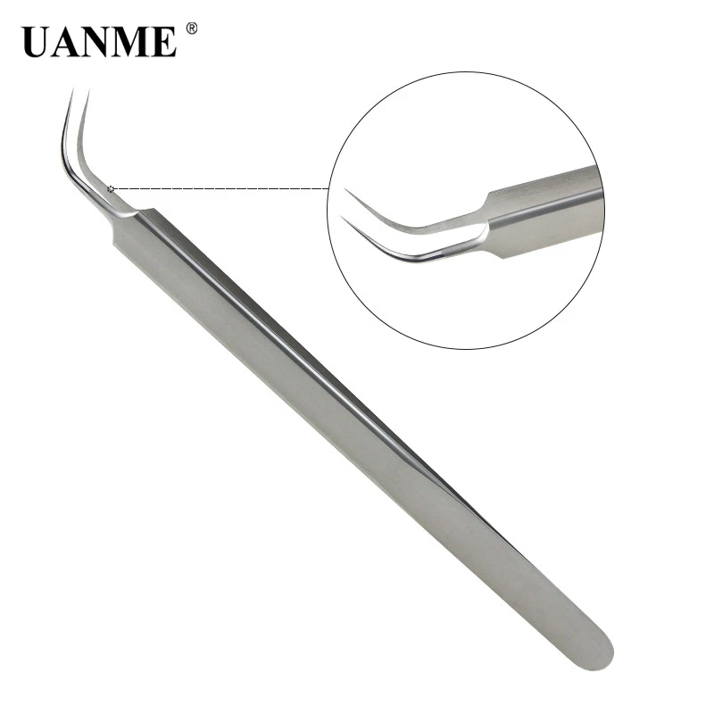 UANME Precision Tweezers Stainless Steel Curved Tweezers 3D/6D Volume Eyelash Extension Best Quality Fan Lash Tweezer