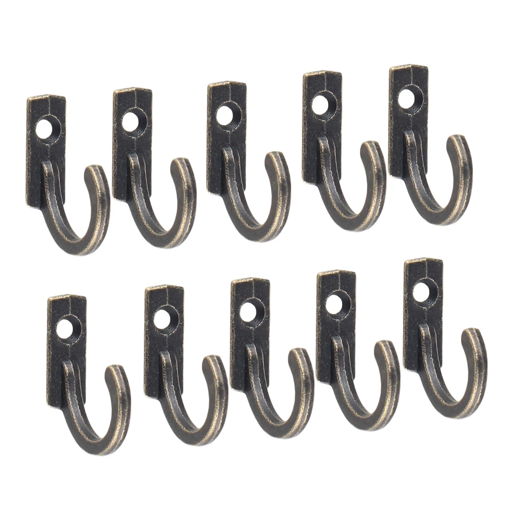 10PCS Single Prong Hook Mini Size Wall Mounted Hanger Buckle Horn Lock Clasp Hook Retro Cloth Hanger for Coats Hats Towels Keys