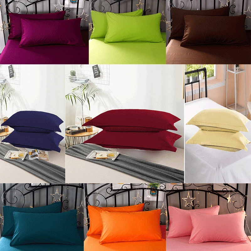 2 pieces 100% Polyester Solid color Super-soft Advanced Encryption Fabric Pillowcase 50 * 70cm Various specifications