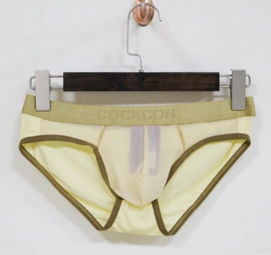 Hot selling!1pcs brand COCKCON net underwear men's grenadine briefs gay underwear sexy model solid underwear gold belt underwear