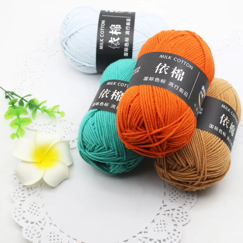 New upgrade 5balls*50g natural soft silk milk cotton yarn thick yarn for knitting baby wool crochet yarn weave thread,Z4467