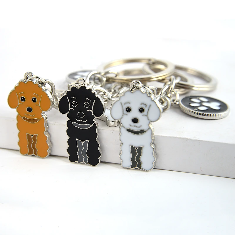 Poodle Teddy Dog Pendant Key Chains For Women Men Girls Metal Car Key Ring Keychain Bag Charm DIY Accessories  Couple Lover gift