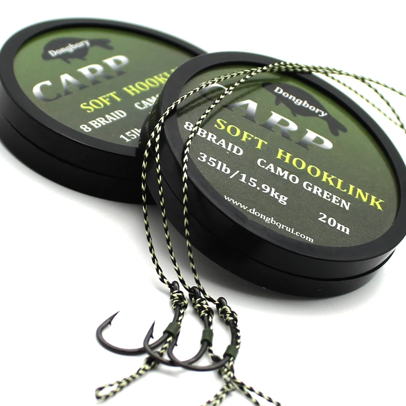 20m Carp Fishing Line Soft Hook Link Carp Hooklink Uncoated Braid Line for Hair Rig 15IB 25IB 35IB Carp Coarse Fishing Tackle