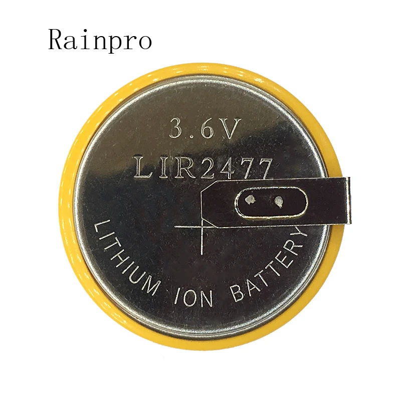 Rainpro 1PCS/LOT LIR2477 2477 3.6V with pins Rechargeable buckle battery