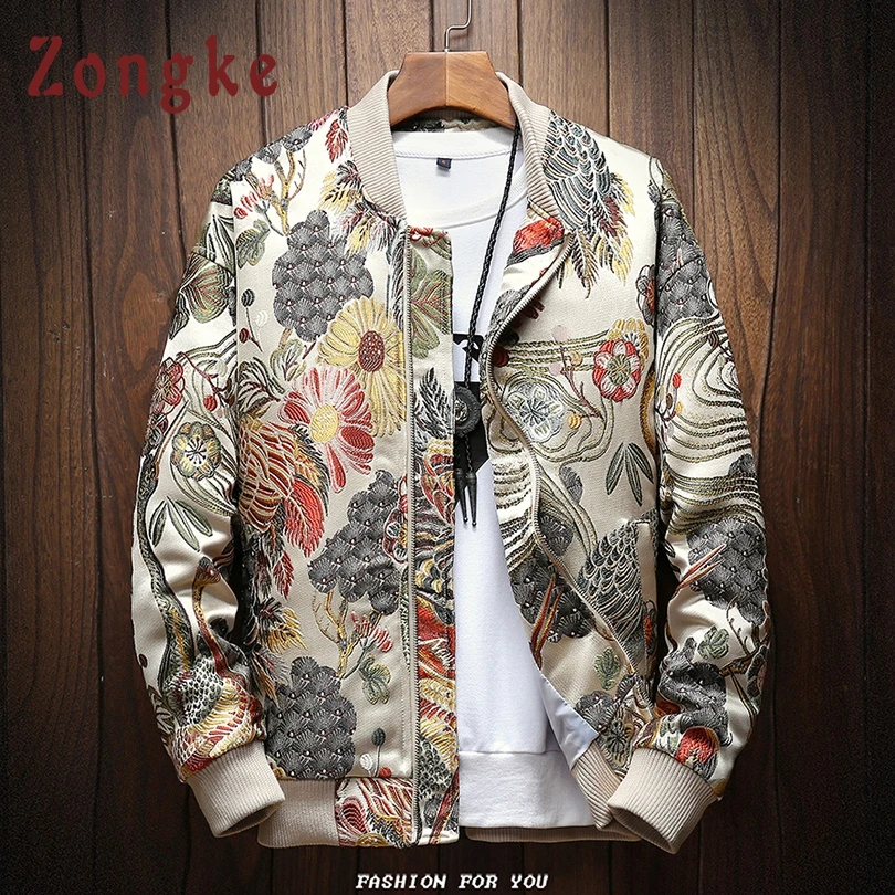 Zongke Embroidery Bomber Winter Jacket Men 2021 Japanese Streetwear Men Jacket Winter Jackets For Men Brand Coat M-5XL