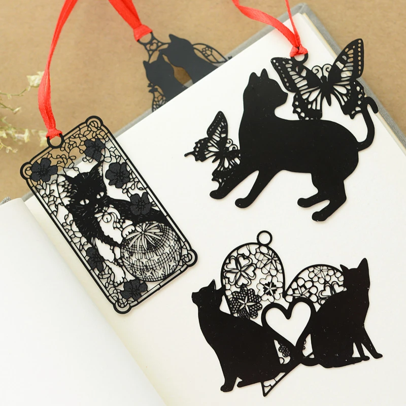 Lovely Cute Kawaii Metal Bookmark Black Cat Book Holder for Book Paper Creative Gift Korean Stationery Office school supplies
