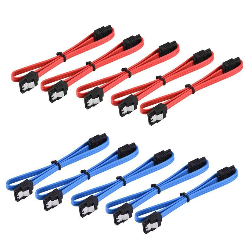 5pcs 18 Inch Right Angle SATA 3.0 III High Speed 6.0 Gbps Data Cable with Locking Latch QJY99