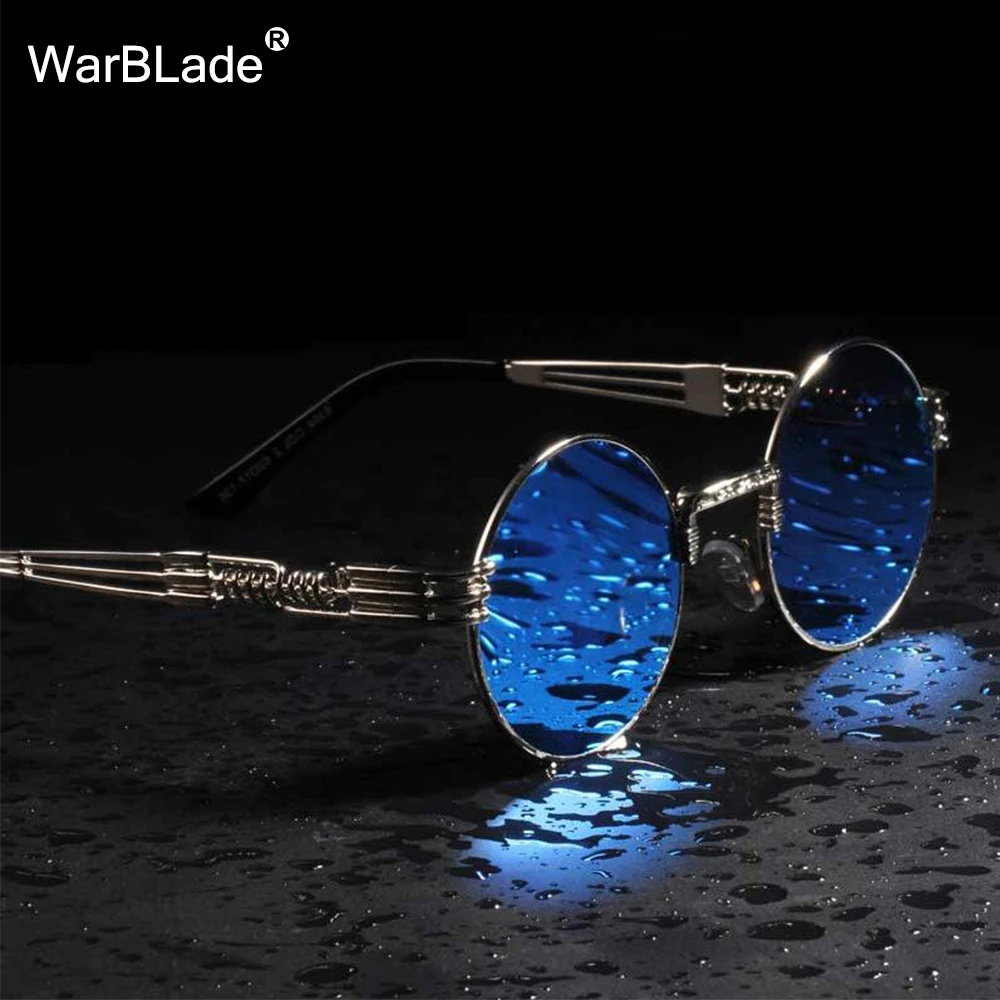 WarBLade Vintage Round Steampunk Sunglasses Women Men Steam Punk Gold Eyewear Hip Hop Shades Teashades Transparent Clear Glasses