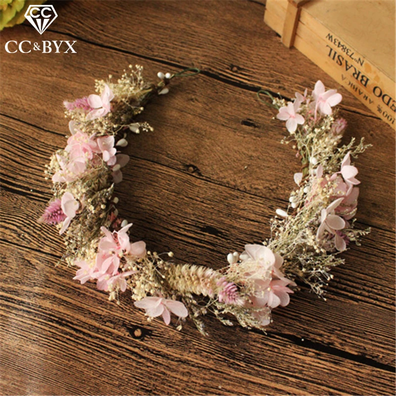 CC Wedding Jewelry Hairbands Tiaras And Crowns Garland Engagement Hair Accessories For Bride Sweet Yarn Flower Shape DIY mq031