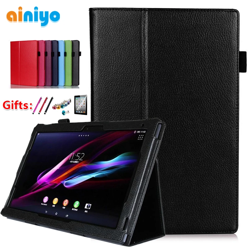 Case for 10.1 Inch Sony Xperia Tablet Z / Z2, Filp PU Leather Protective Cover for Sony Xperia Z1 Z2 Tablet + Film Gifts