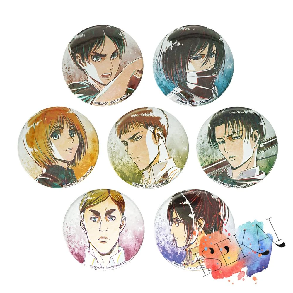 Attack on Titan Anime Badge Eren Levi Armin Arlelt Erwin Smith Zoe Hange Hans Jean Kirstein Metal Badge Brooch Pins