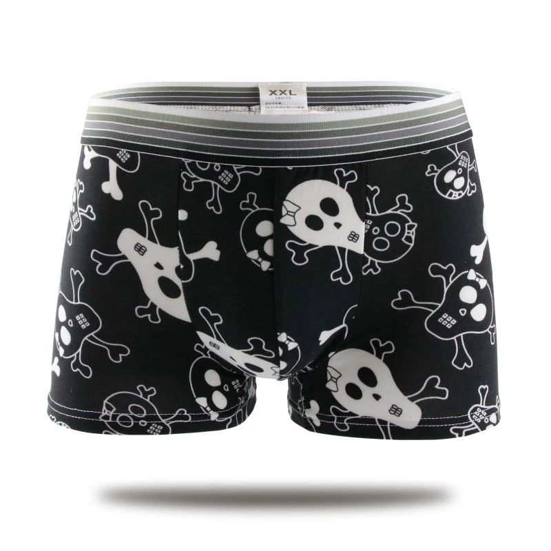 Milk Silk Soft Breathable Fashion Yong Mens Boxers Cartoon Skull Personality Sexy Male Underwear U Pouch Seamless Underpants