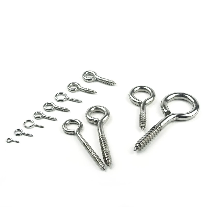 12 Kinds of  Eye Screw Bolt Hook 304 Stainless Steel Screw Eye DIY Rope Accessories Wood Screws Jewellery Accessories