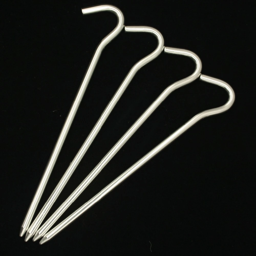 4Pcs/lot Outdoor Picnic Camping Fishing Canopy Aluminum Alloy Tent Pegs Stakes Nails Ground Pin Hook Camping Tent Accessories