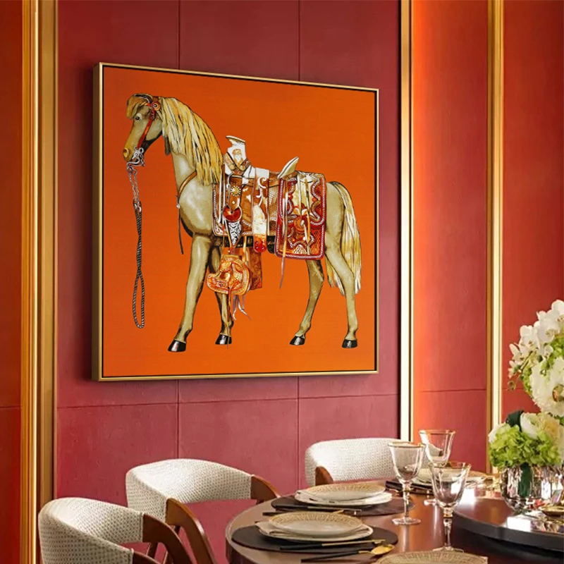 Saudi Classic Animal Wall Art Painting Abstract Horse Canvas Poster Print Luxury Wall Pictures for Living Room Modern Home Decor