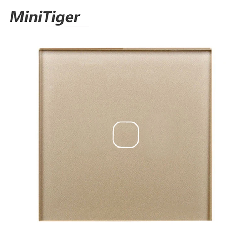 MiniTiger EU/UK Standard,1 Gang 1 Way Wall Touch Switch, White Crystal Glass Switch Panel,  220-250V, Only Touch Function