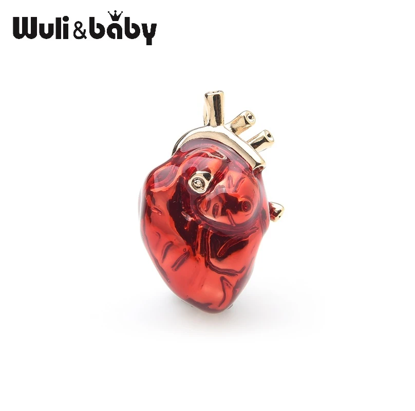 Wuli&baby Red Enamel Heart Brooches For Women And Men Hospital Clinic Professional Uniform Brooch Pins Team Gifts